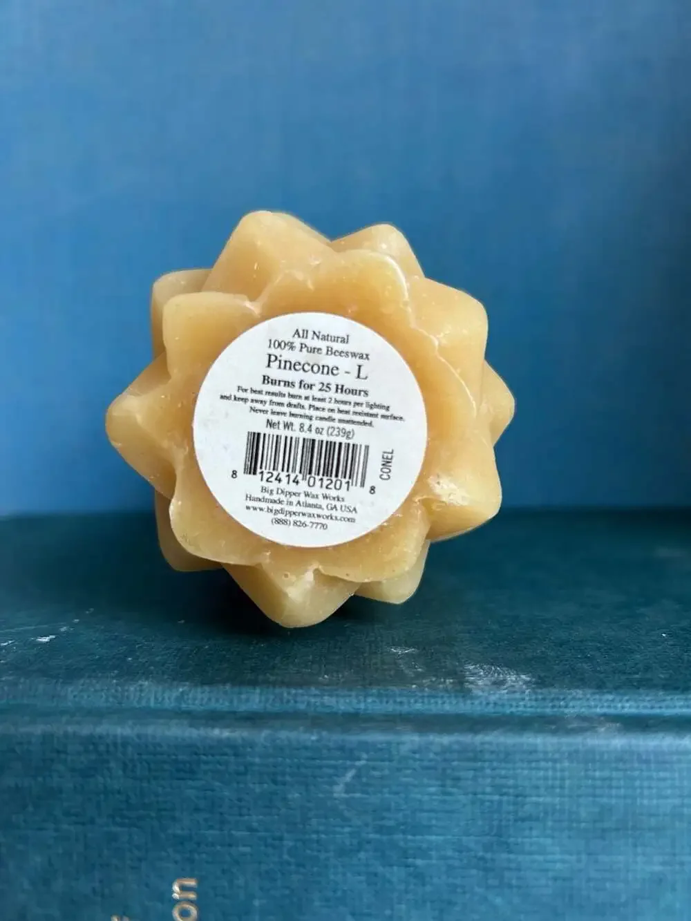 Big Dipper Wax Works 100% Pure Beeswax Pinecone-L Candle